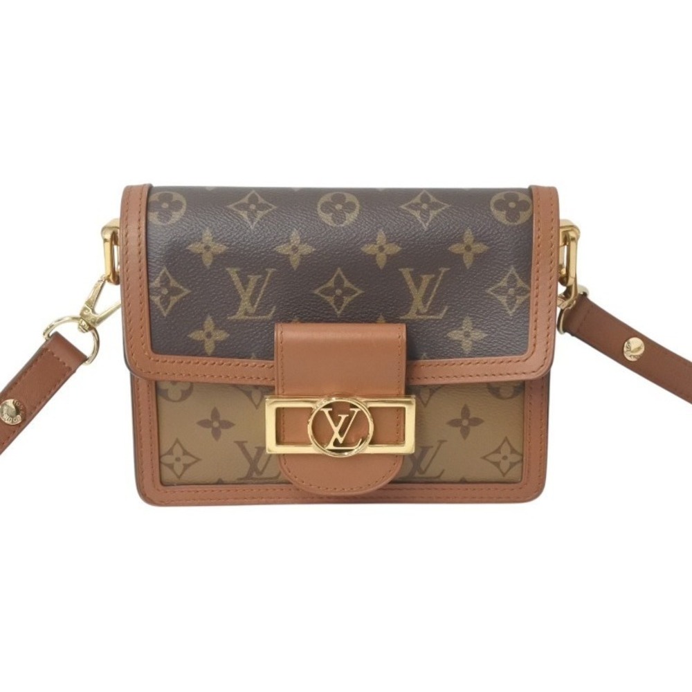Louis Vuitton Dauphine Monogram Brown Canvas Leather Leather Brown Reverse Bag